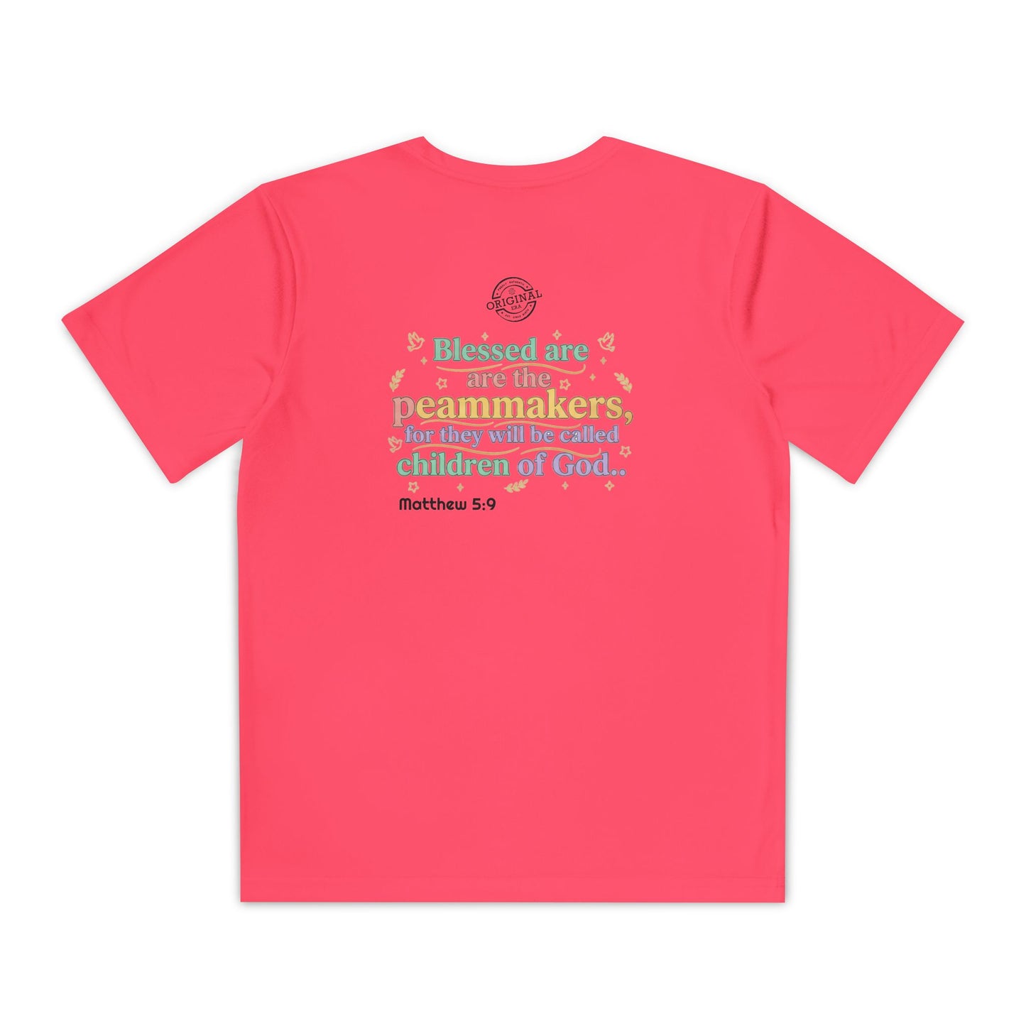 Youth Competitor Tee — "Original Era Inc." Kids' Christian Scripture T-Shirt (Matthew 5:9)