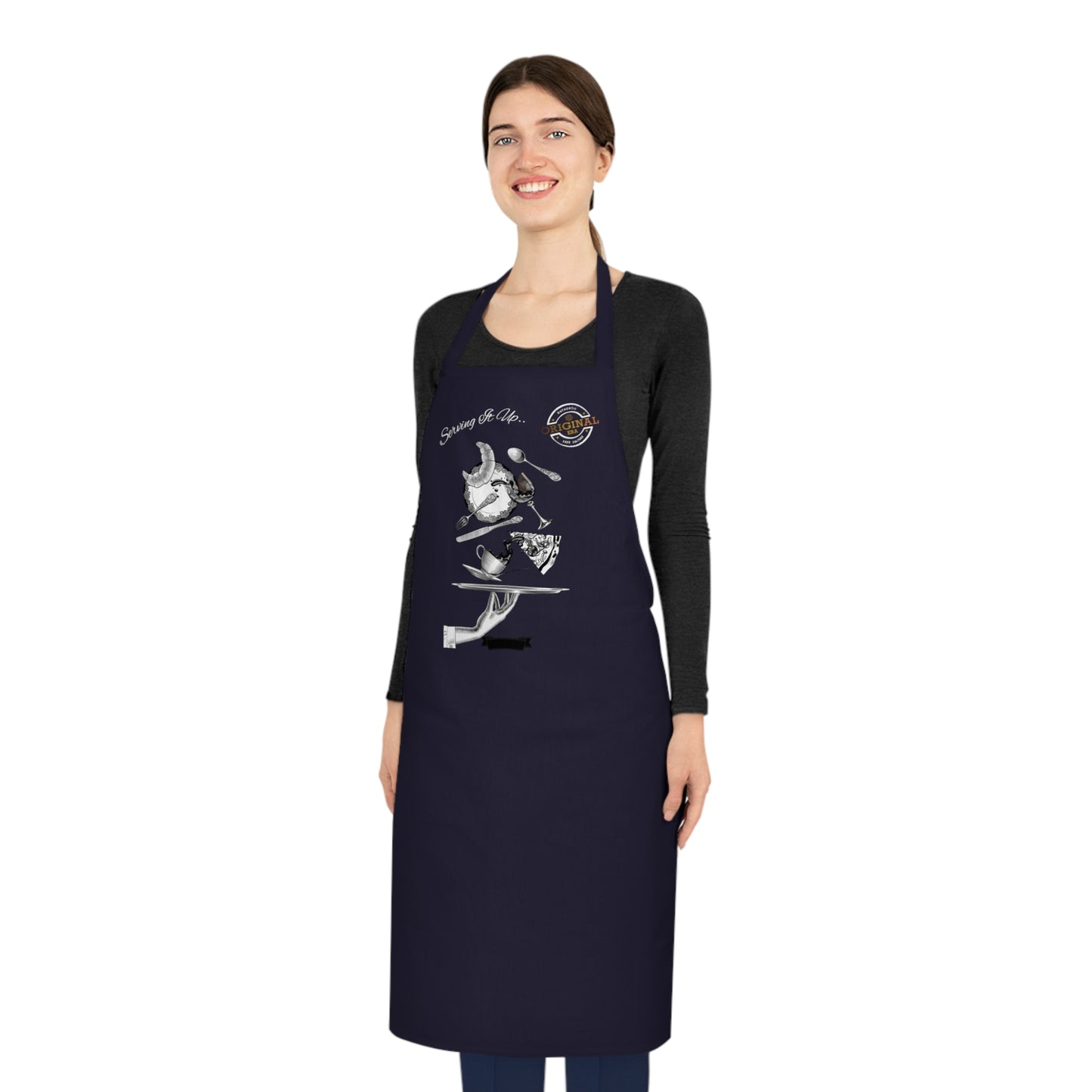 Black Cotton Apron — 'Savoring the Slice' Pizza Chef Apron