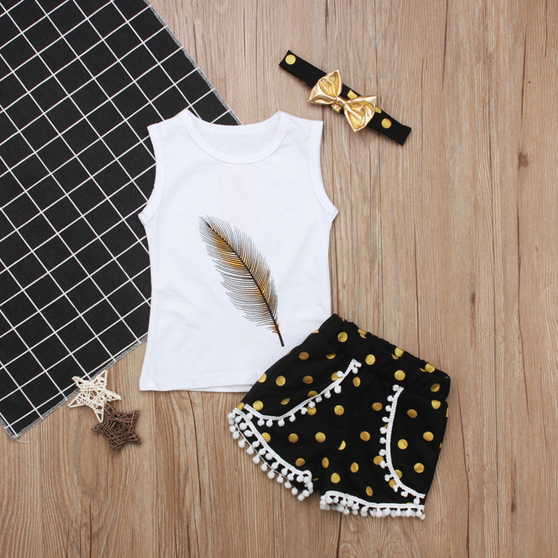 Feather Set, Two-Piece Kids' Sleeveless Outfit