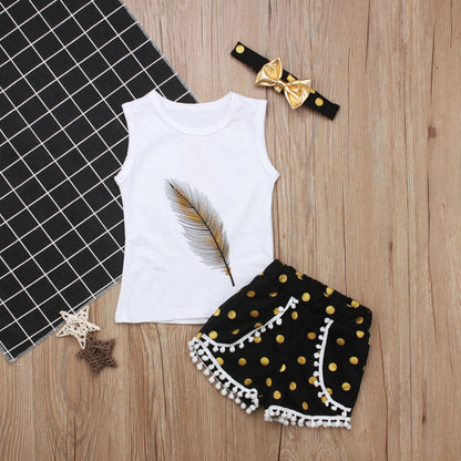 Feather Set, Two-Piece Kids' Sleeveless Outfit