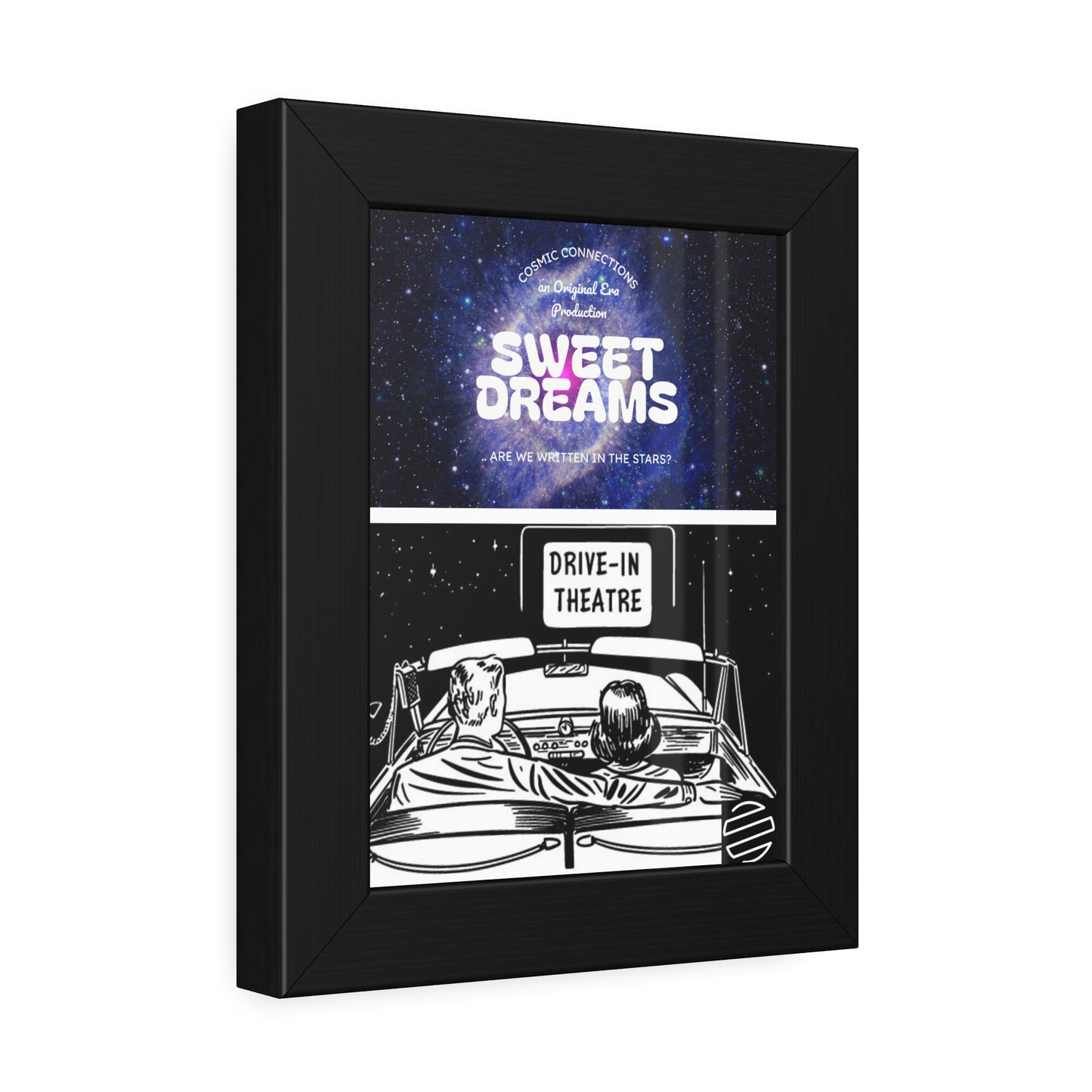 Sweet Dreams Drive-In Framed Poster — Retro Night Sky Print