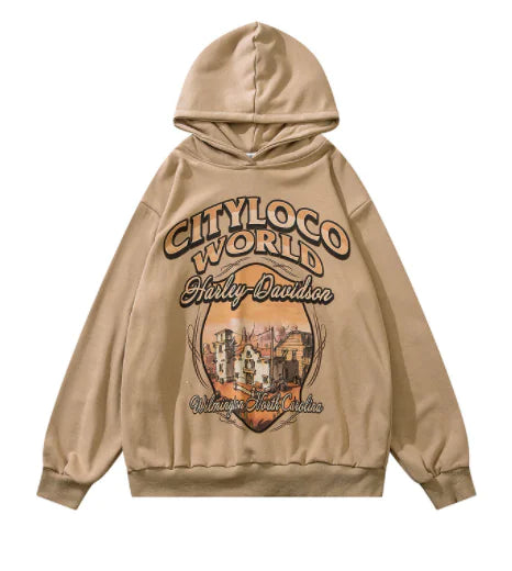 Hip Hop Retro Cartoon Print Hoodie