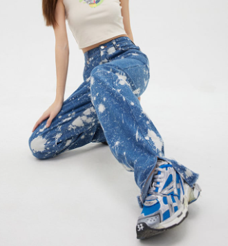 Women's Tie Dye Wash Straight Fit Jeans