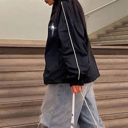 Retro Street Asterism Loose Turtleneck Version Coat