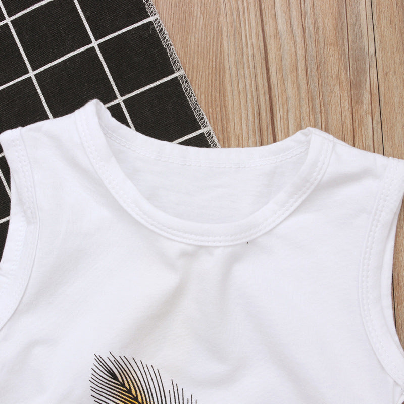 Feather Set, Two-Piece Kids' Sleeveless Outfit
