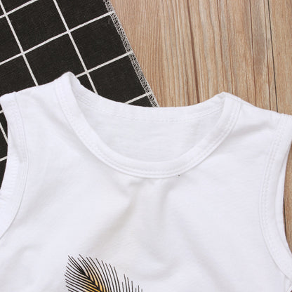 Feather Set, Two-Piece Kids' Sleeveless Outfit