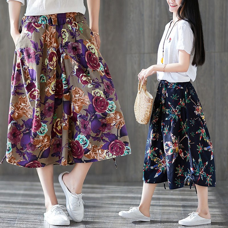 Women's Cotton Linen Ethnic Bloomers