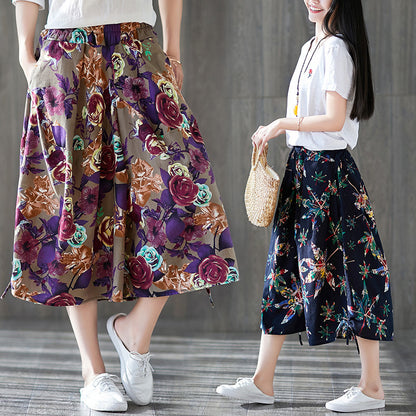 Women's Cotton Linen Ethnic Bloomers