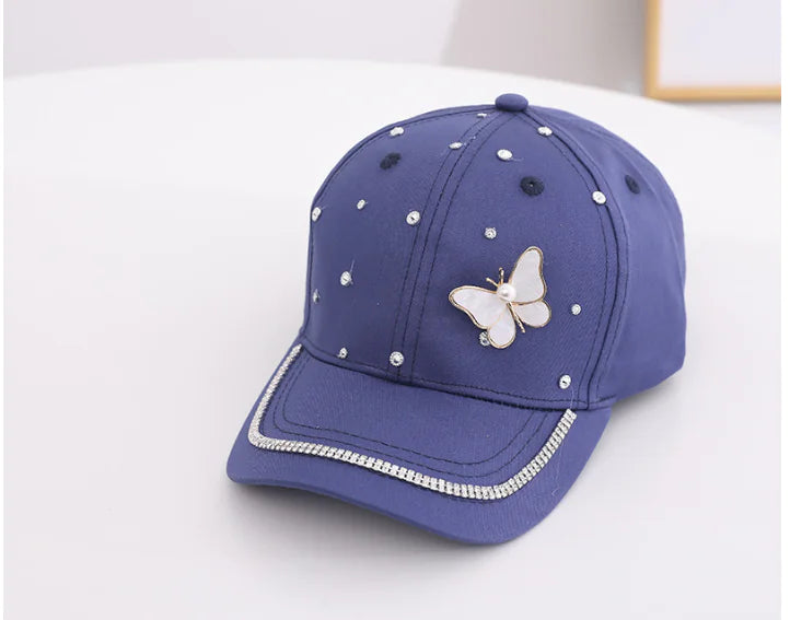Girls' Pearl Butterfly Baseball Cap for Ages 2-6