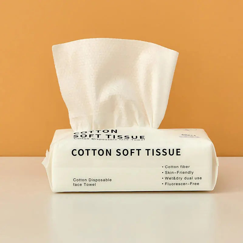 Disposable Cotton Facial Wash Towels - 50 pcs Pack