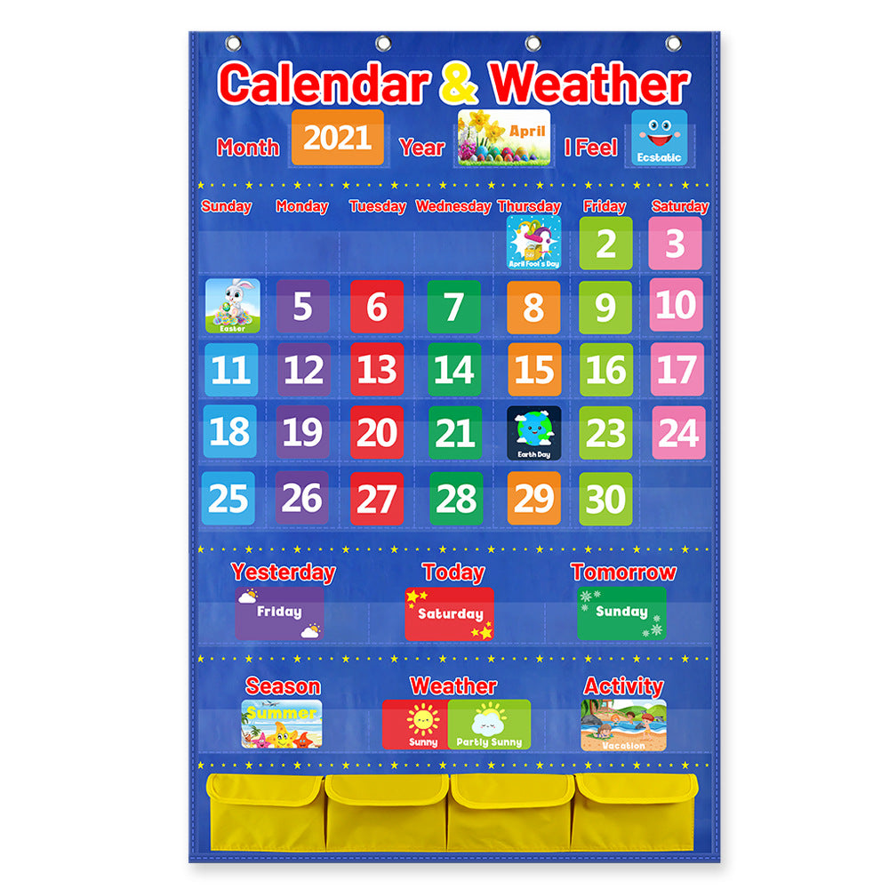 Weather Calendar Teaching Tool with Cards and Pouch