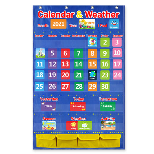Weather Calendar Teaching Tool with Cards and Pouch