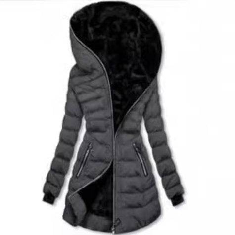 Mid-length Hooded Warm Fleece Padded Jacket