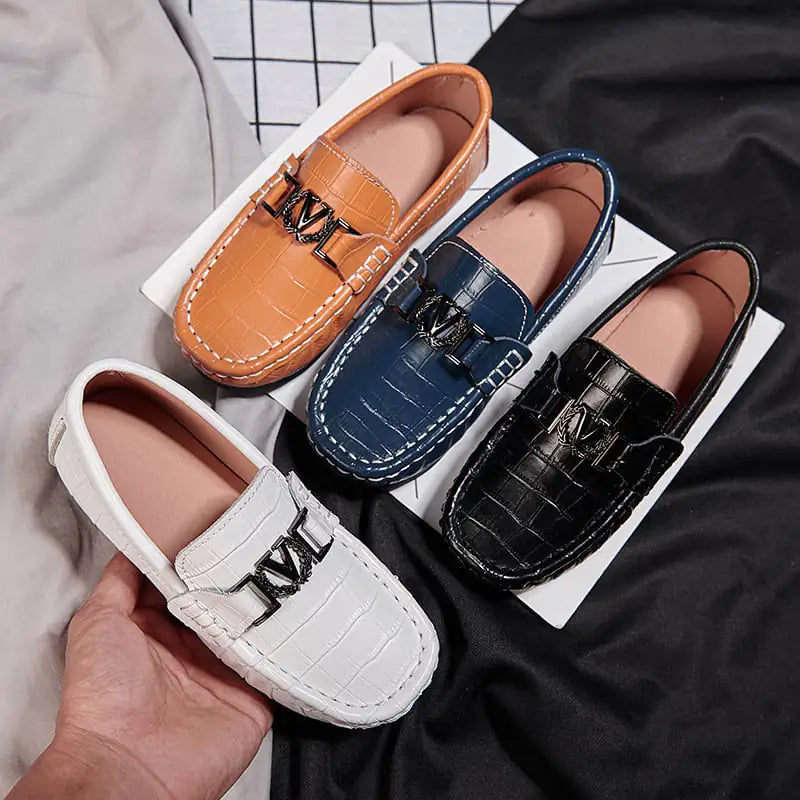 Children's Slip-On Leather Peas Shoes