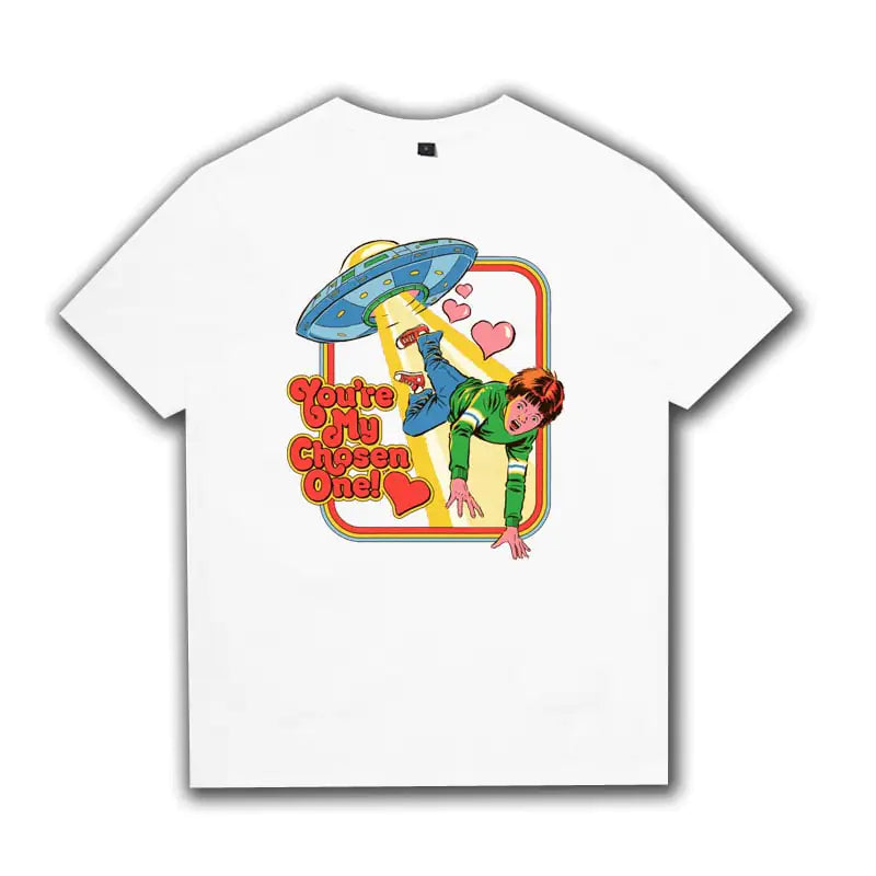 Retro Illustration Cotton T-Shirt for Kids