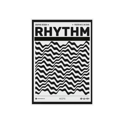 Rhythm Wave Art Poster with Wooden Frame — Black & White Modern Wall Print