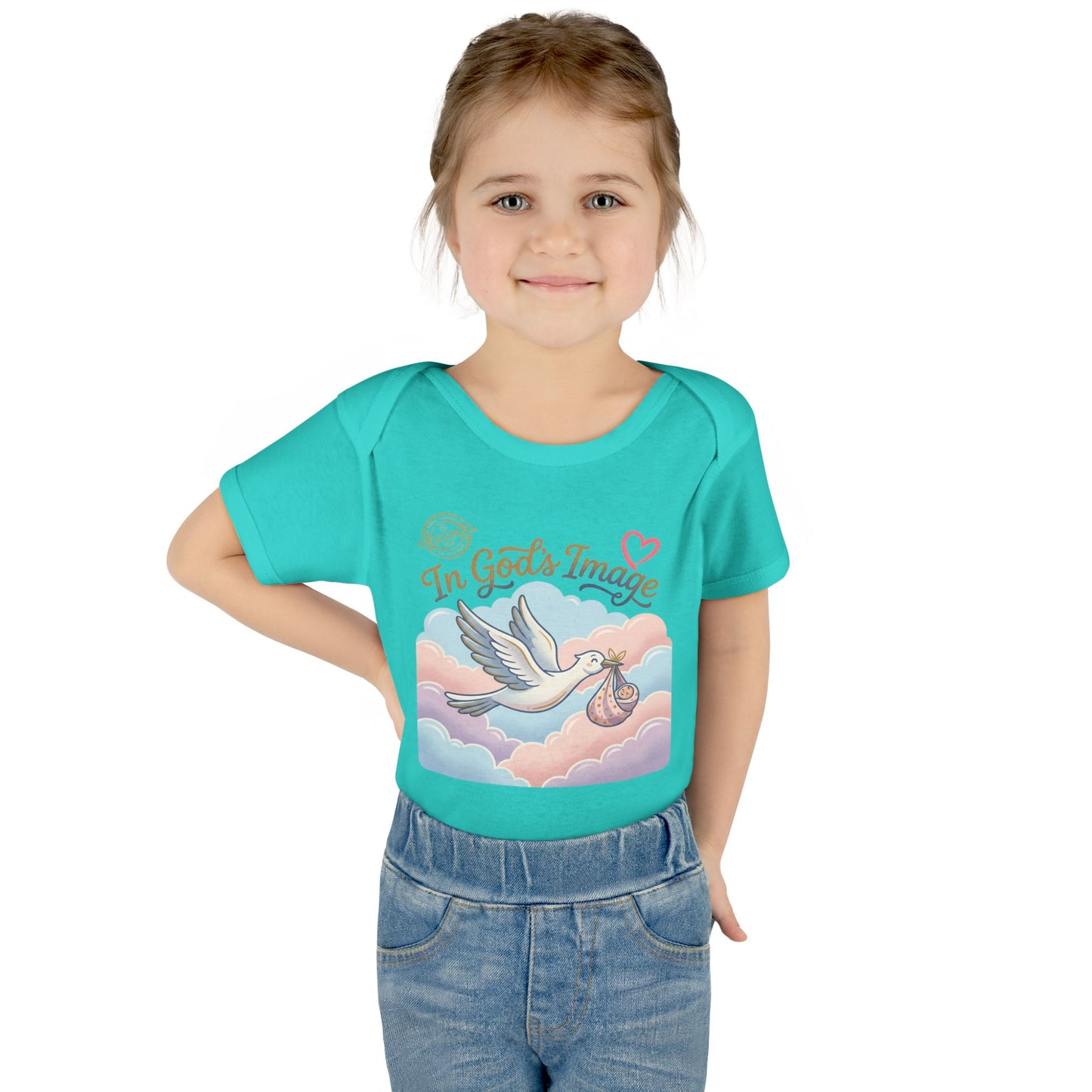 Infant Bodysuit — "In God's Image" Stork Baby Onesie