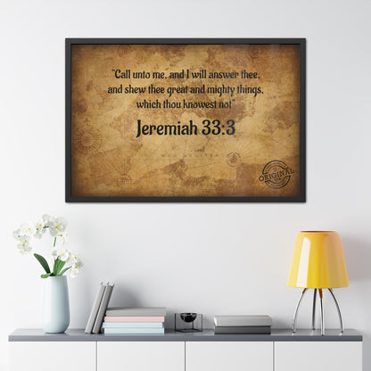 Jeremiah 33:3 Framed Poster — Inspirational Scripture Wall Art