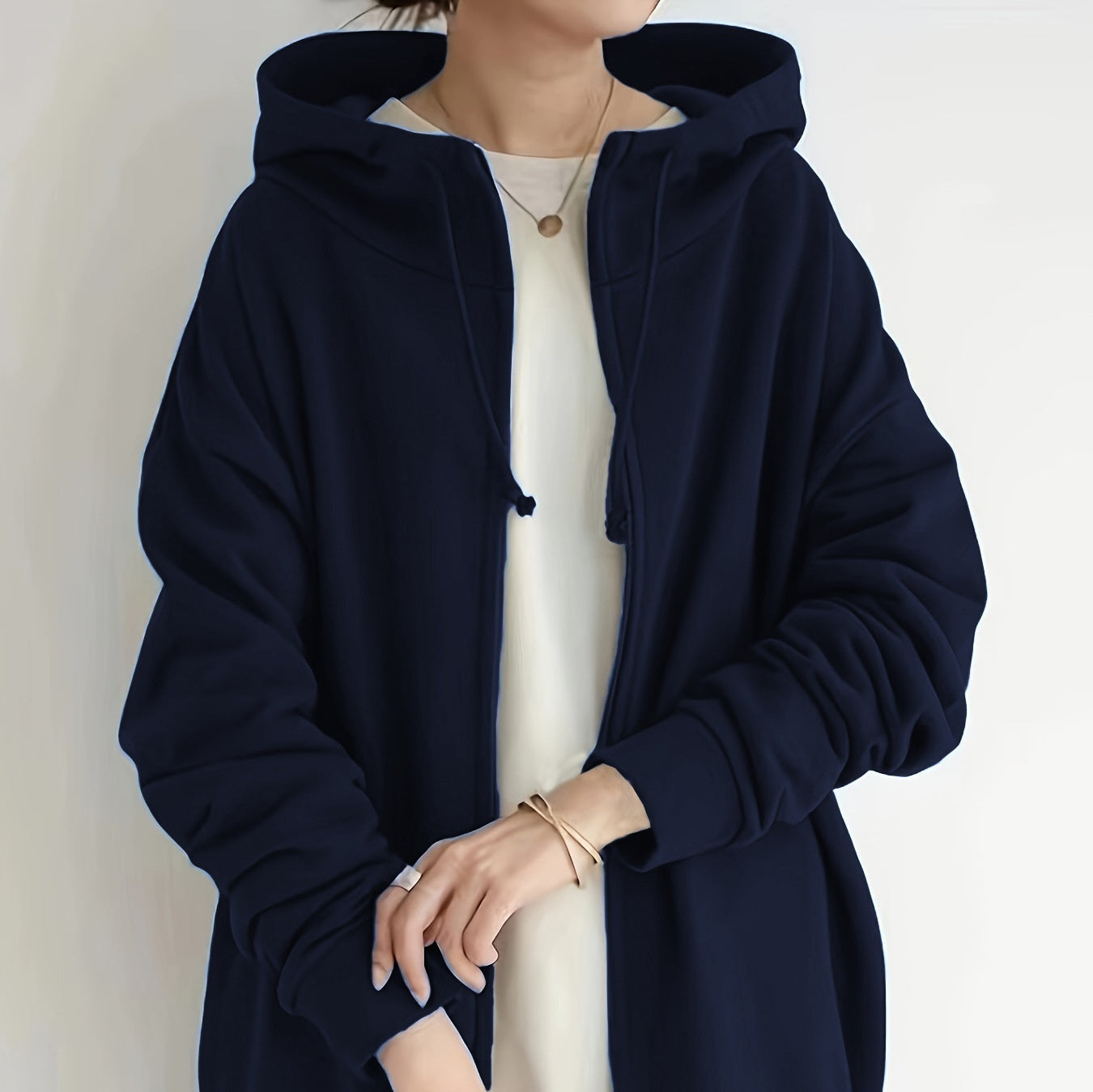 Long Zipper Hooded  Sweater
