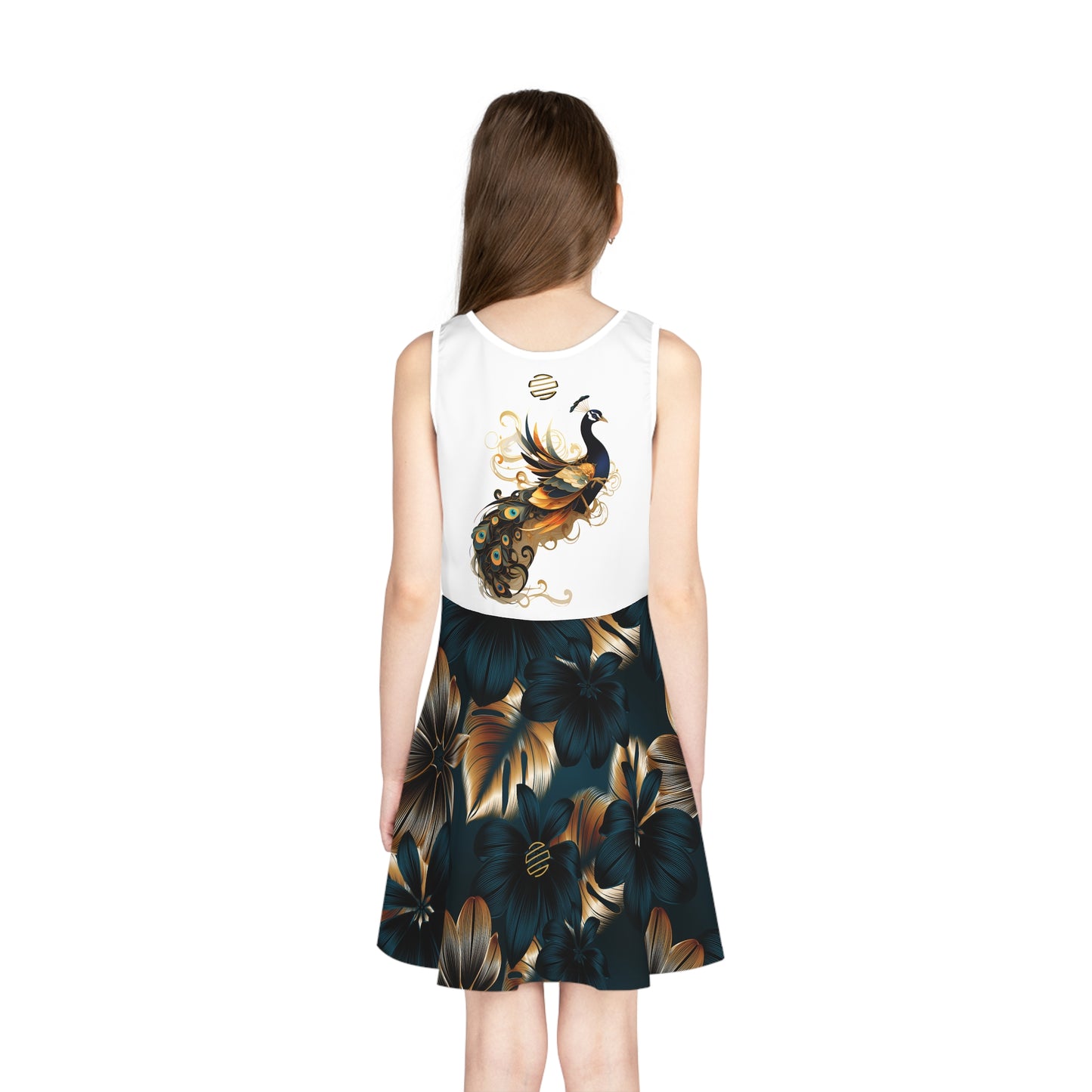 Girls' Peacock Hope Sundress — Floral Tank Dress for Kids