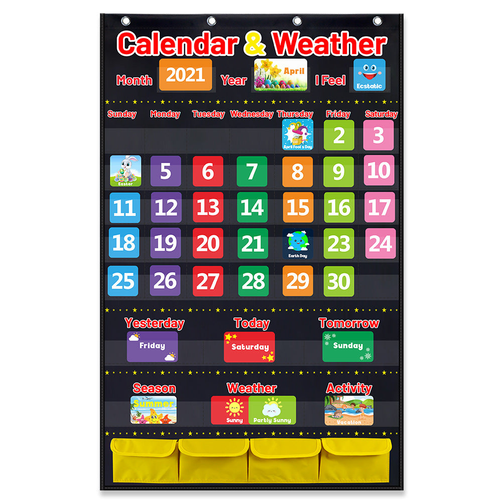 Weather Calendar Teaching Tool with Cards and Pouch