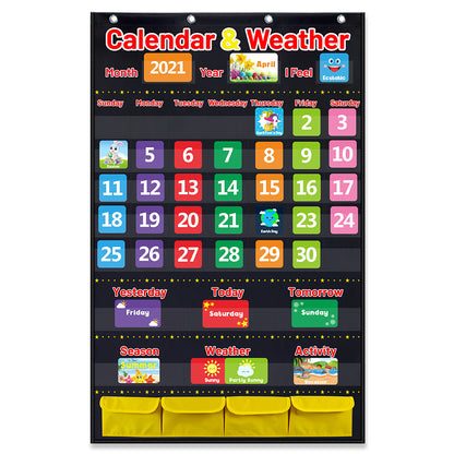 Weather Calendar Teaching Tool with Cards and Pouch