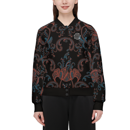 ORIGINAL ERA Women's Double Layered "Paisley Print" Bomber Sports Jacket-Techno Scuba Knit