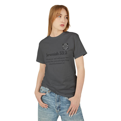 Jeremiah 33:3 Scripture Tee — 'Call unto me...' Faith Graphic T-Shirt