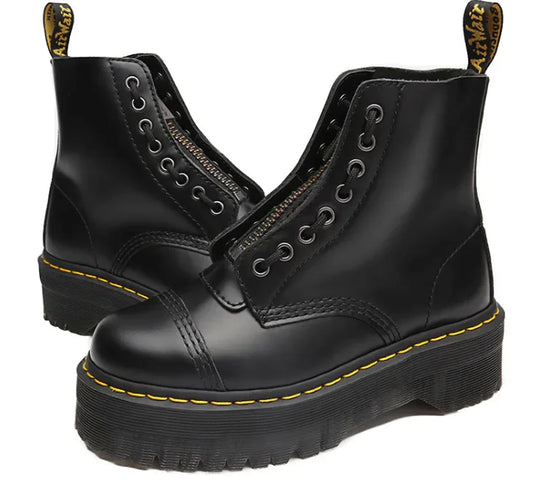 Ladies' Black Leather Martin Boots