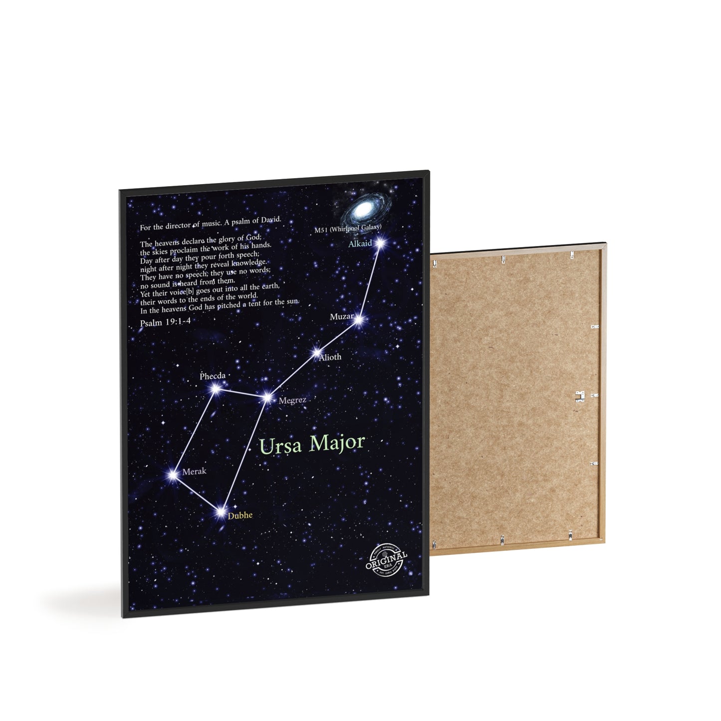 Ursa Major Constellation Star Map Poster with Wooden Frame — Astrology Wall Art
