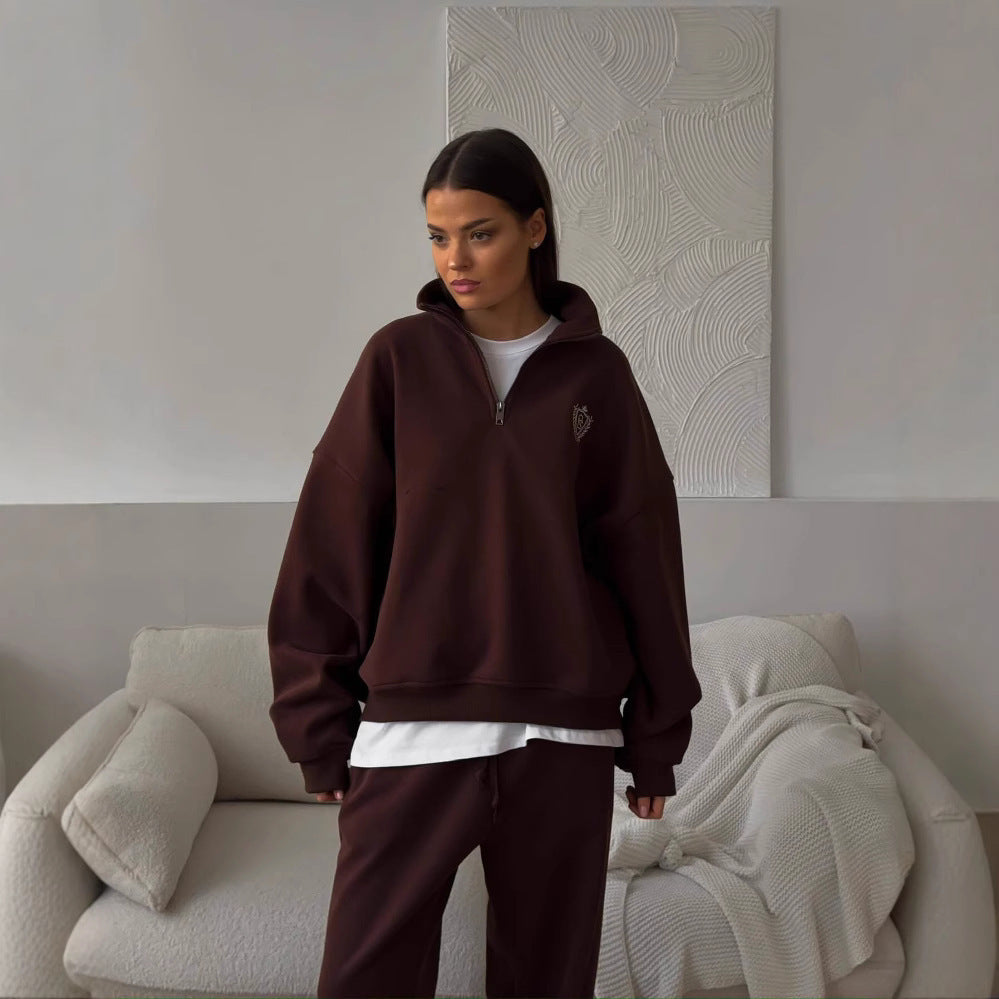 Comfortable Letter Crew Neck Terry Sweater