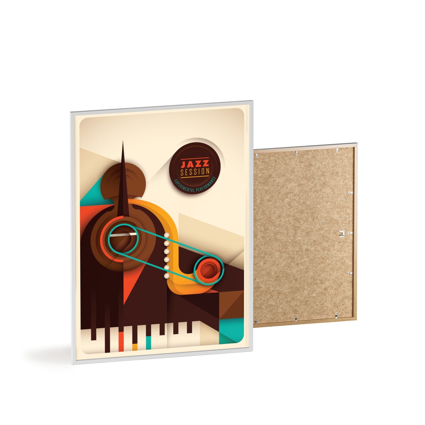 Jazz Session Poster with Wooden Frame – Retro Abstract Music Wall Art