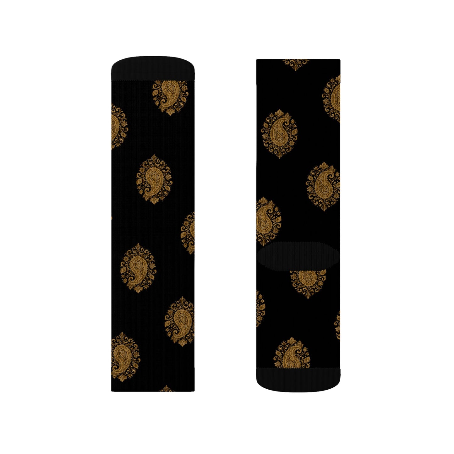 Gold Paisley Pattern Crew Socks