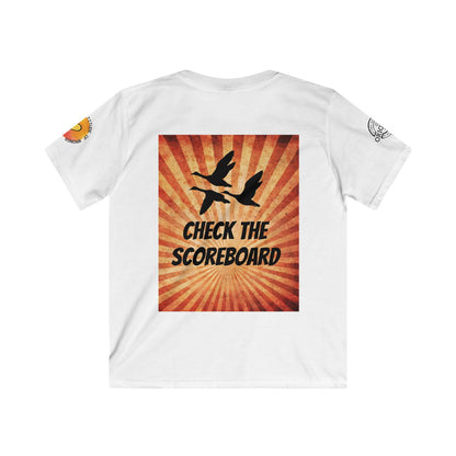 Kids Christian T‑Shirt — "Jesus Already Won / Check the Scoreboard" Graphic Tee