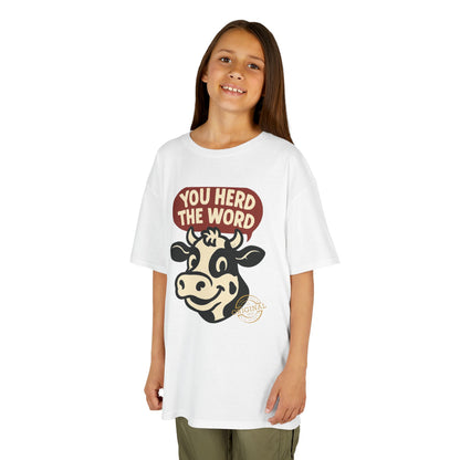 Kids T‑Shirt — 'You Herd the Word' Cow Front & 'Faith Over Fear' Farm Graphic