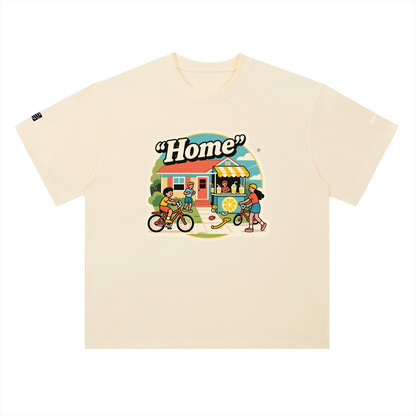 Retro "Home" Heavyweight Drop Shoulder Cotton T-Shirt