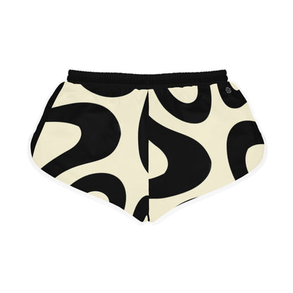 Women's Retro Black & Cream Swirl Relaxed Shorts