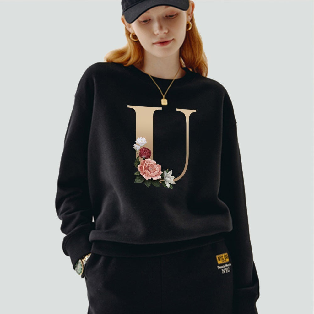 Printed Name Initial Series Black Pullover