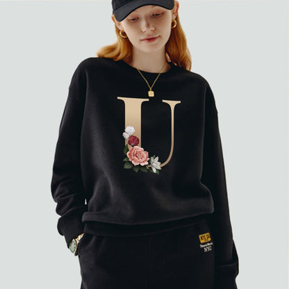 Printed Name Initial Series Black Pullover
