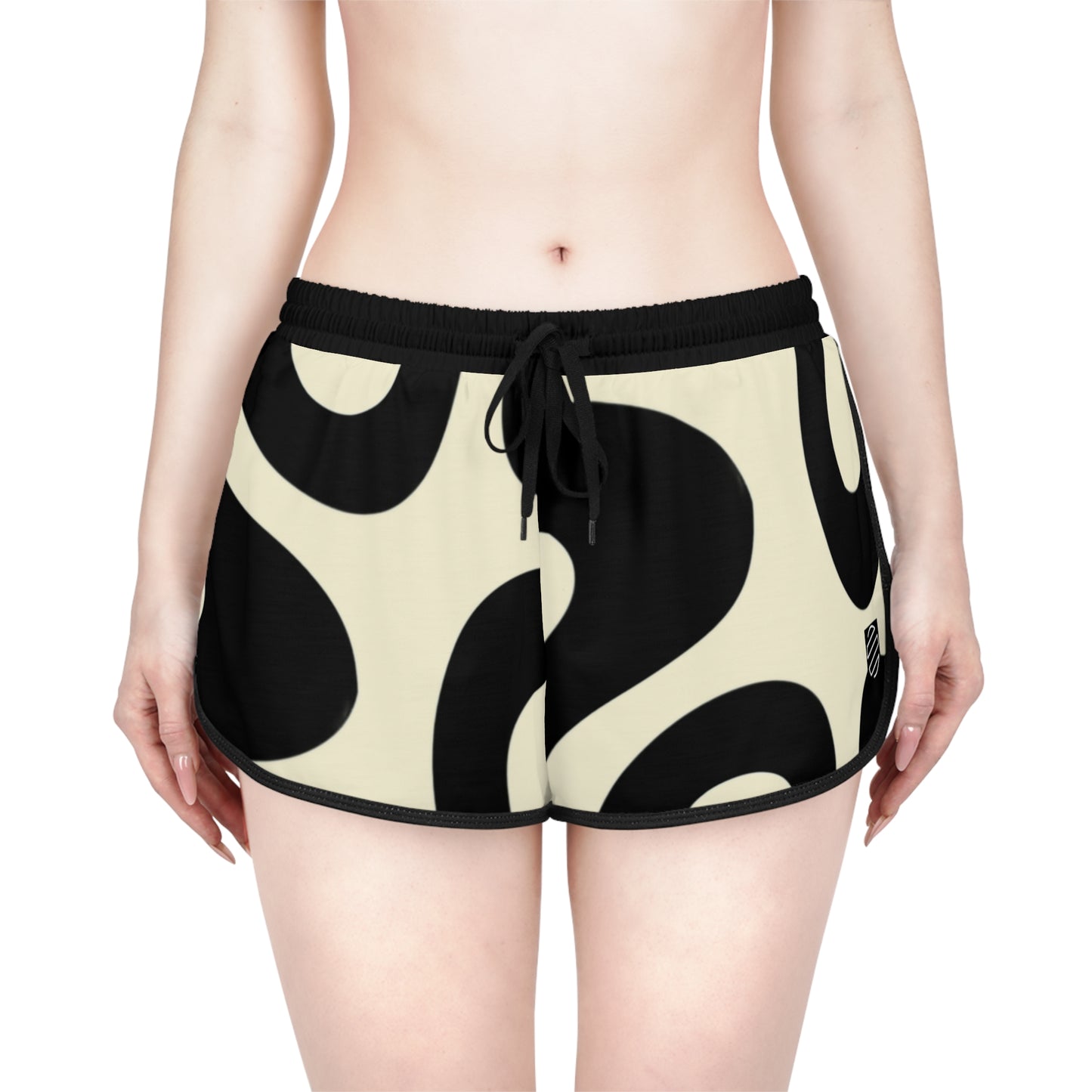 Women's Retro Black & Cream Swirl Relaxed Shorts