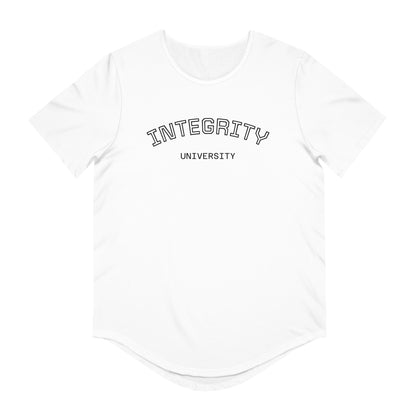 Integrity University Curved-Hem Tee — Modern Collegiate Men’s T‑Shirt
