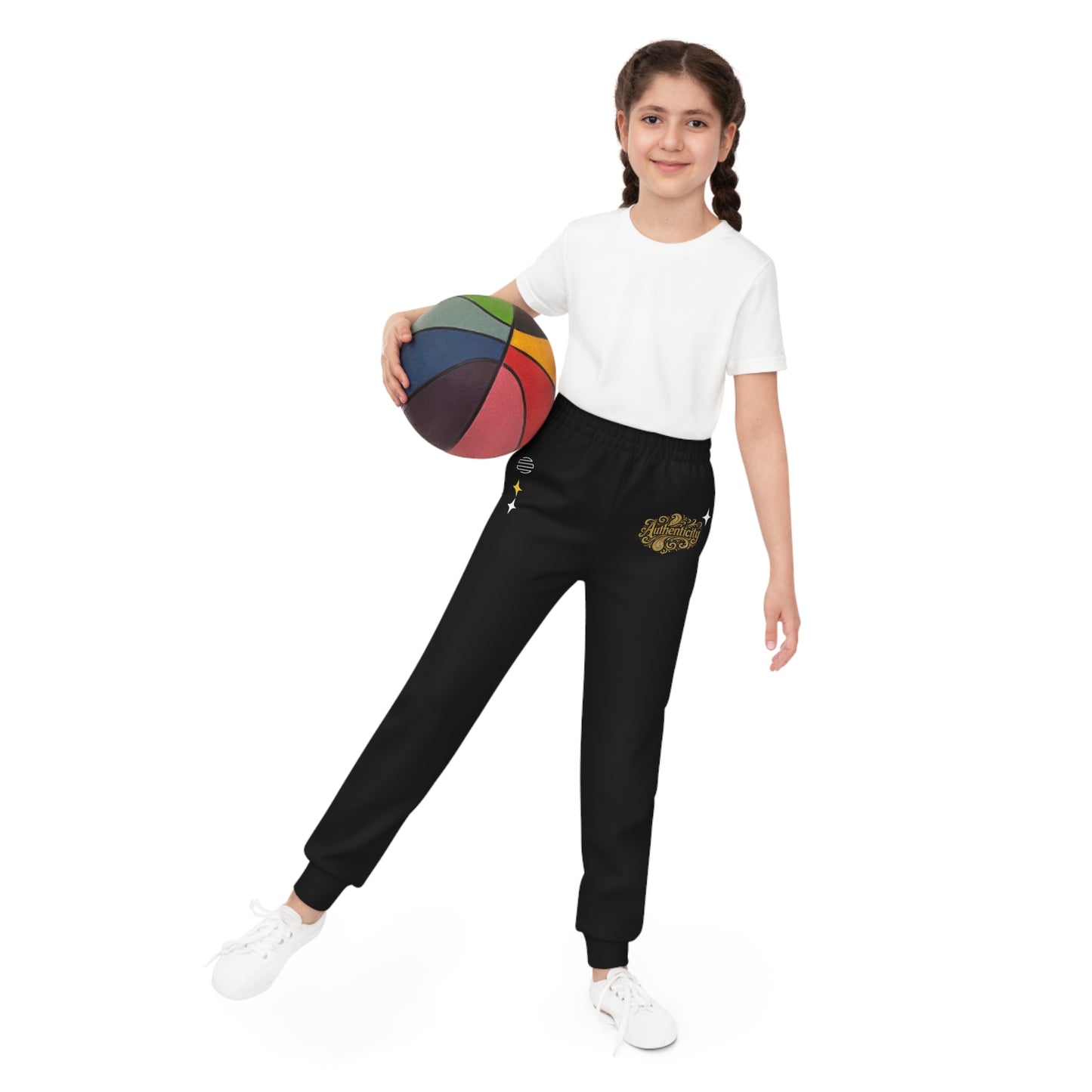 Kids Black Golden Script Sparkle Joggers