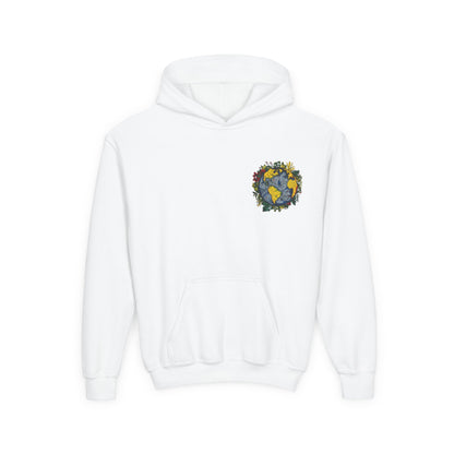 Youth Hoodie — Earth Floral Heart Graphic Kids Sweatshirt