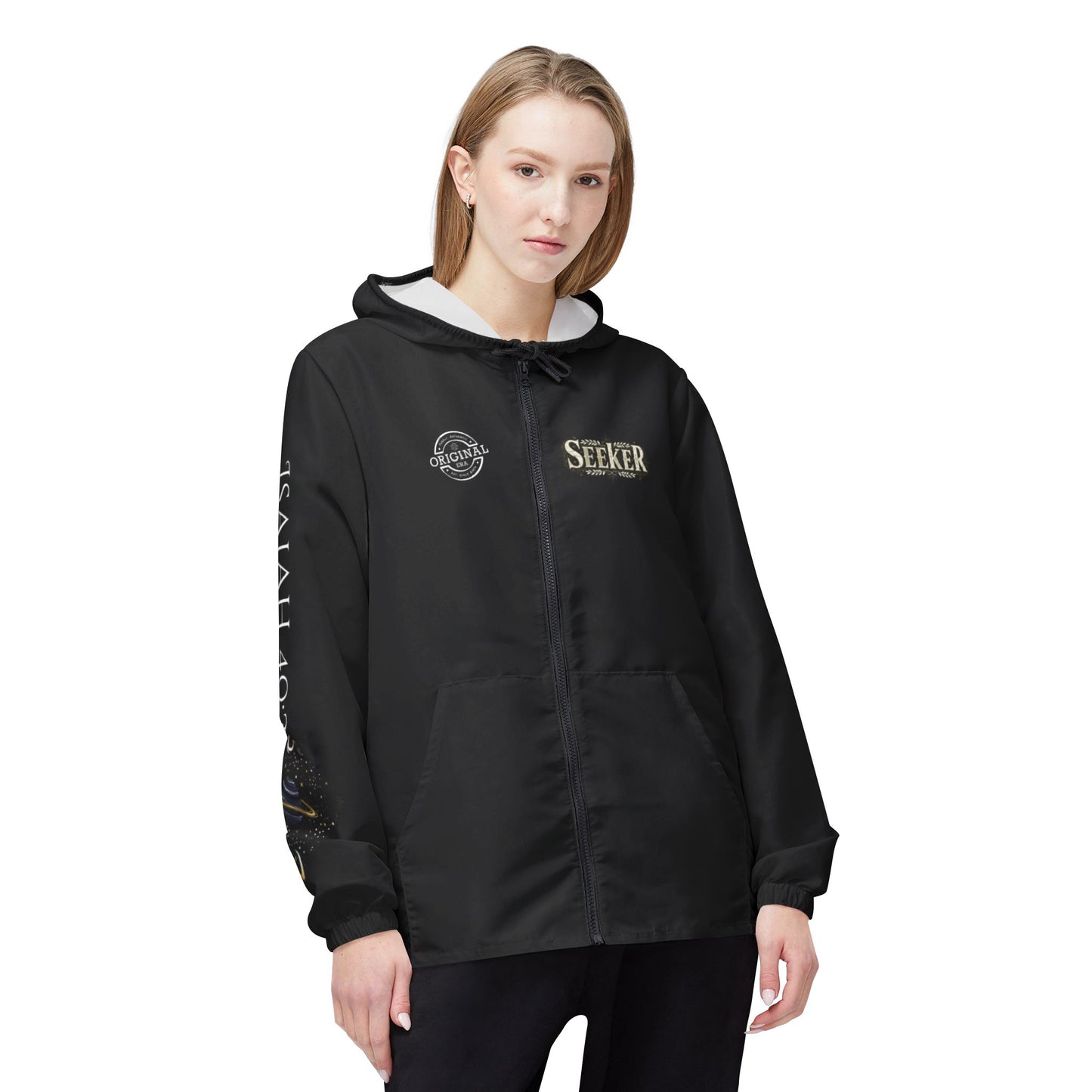 Seeker Space Windbreaker Jacket — Cosmic Galaxy Hooded Zip-Up