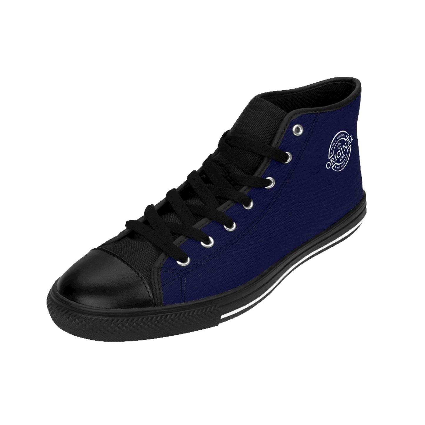 \Women's Classic High-Top Sneakers — Blue Retro 'Original' Logo Canvas