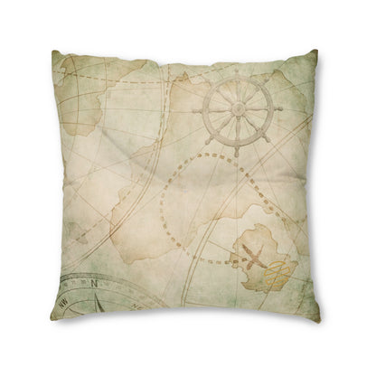 Vintage Treasure Map Tufted Floor Pillow