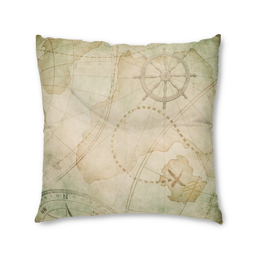 Vintage Treasure Map Tufted Floor Pillow
