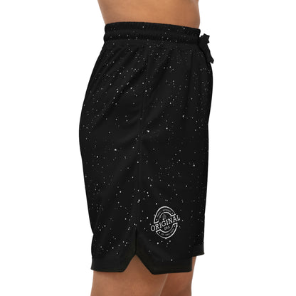 Speckled Black Basketball Shorts — Ribbed Athletic