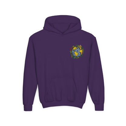 Youth Hoodie — Earth Floral Heart Graphic Kids Sweatshirt