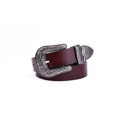 Vintage Pin Buckle Leather Belt for Women (Genuine Leather)
